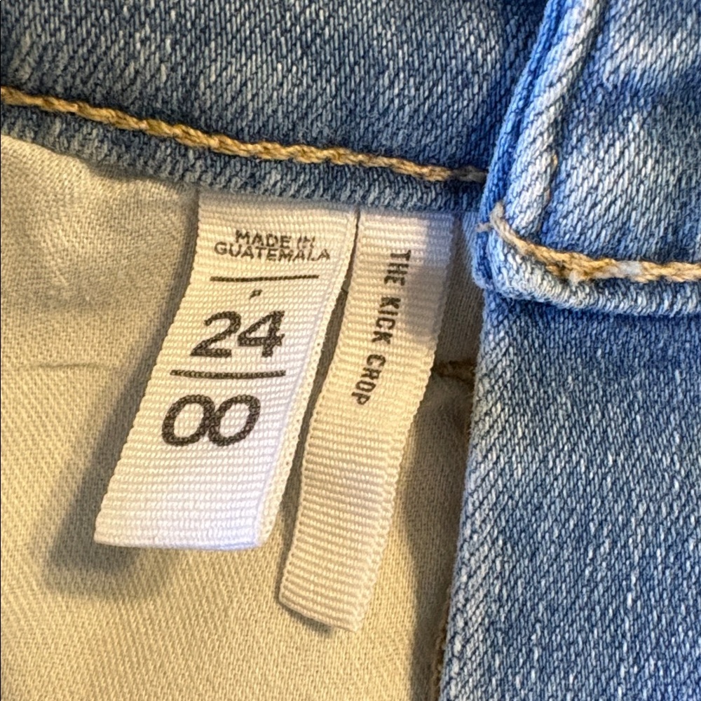 Loft Light Wash Let Down Exposed Button Fly Hem Kick Crop Jeans 00 / 24 Petite - Picture 11 of 11